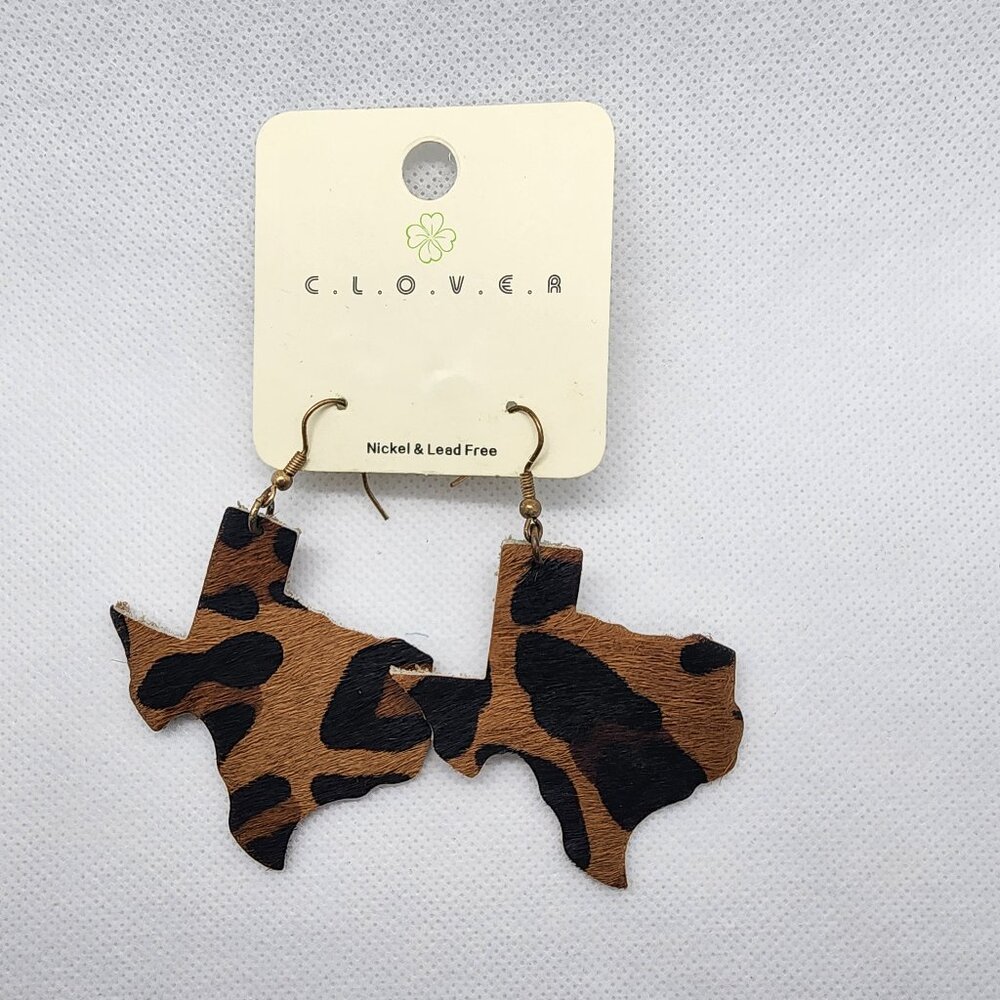 Leather Leopard Texas earrings